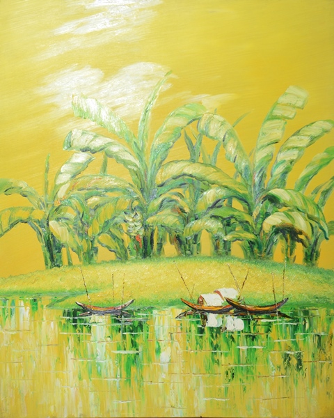 Tranh Sơn Dầu Thuyền Đợi